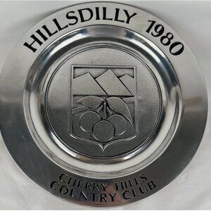 Vtg Hillsdilly Golf Cherry Hills Wilton Armetale Pewter Platter Plate 1980 Metal